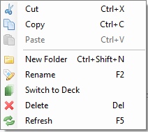 Deck Management Tool Menu