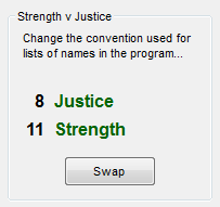 Options - Default Options - Cards Strength v Justice
